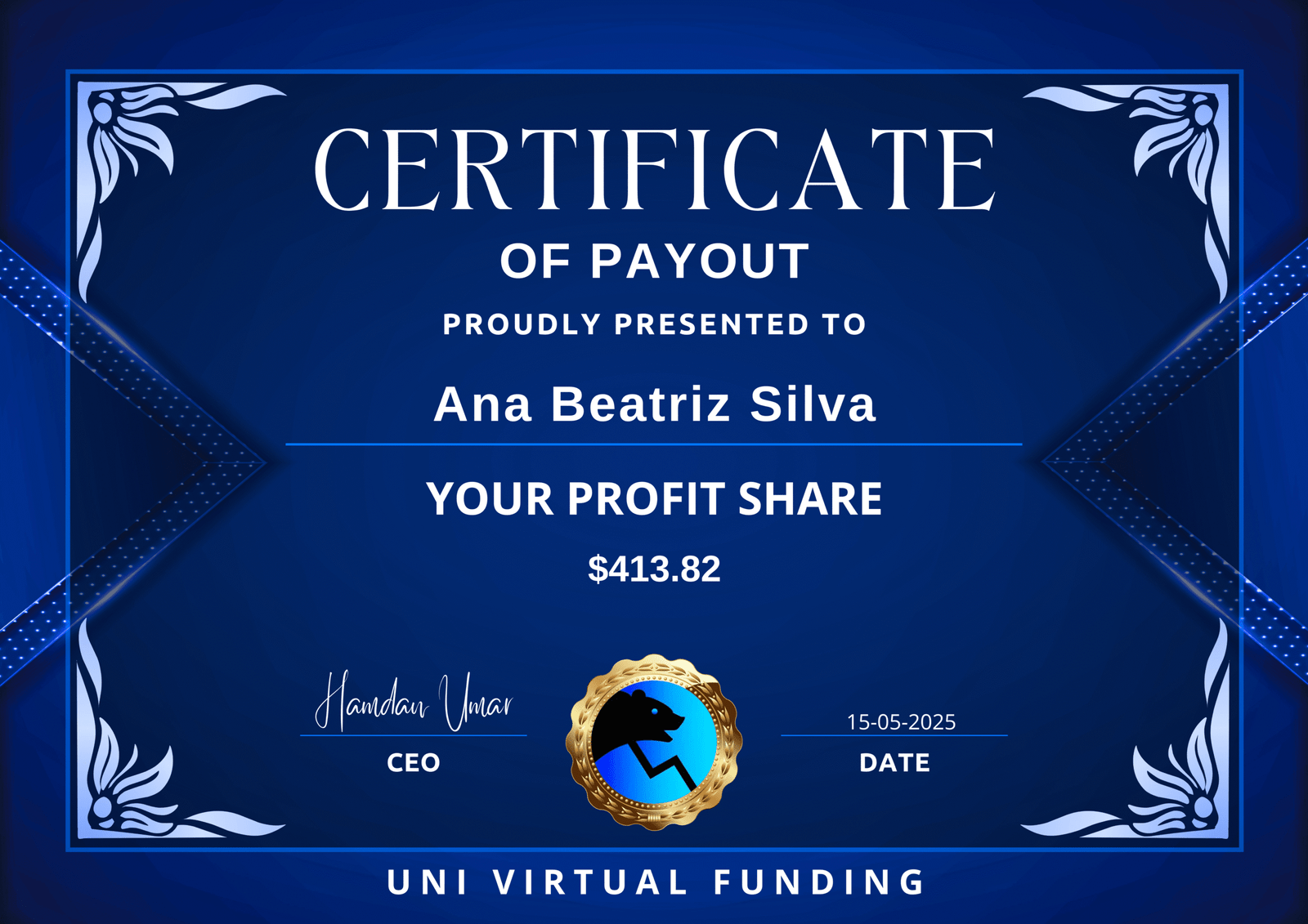 Ana Beatriz Silva Certificate